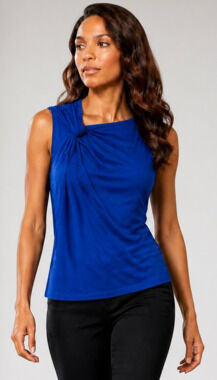 Lord & Taylor Royal Blue Sleeveless Knot-Front Knit Tank Top